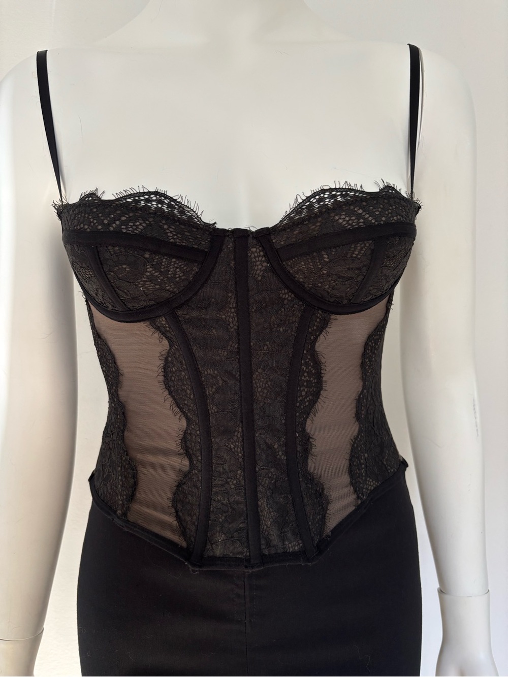 Urban Outfitters Black Lace Sheer Bustier Corset